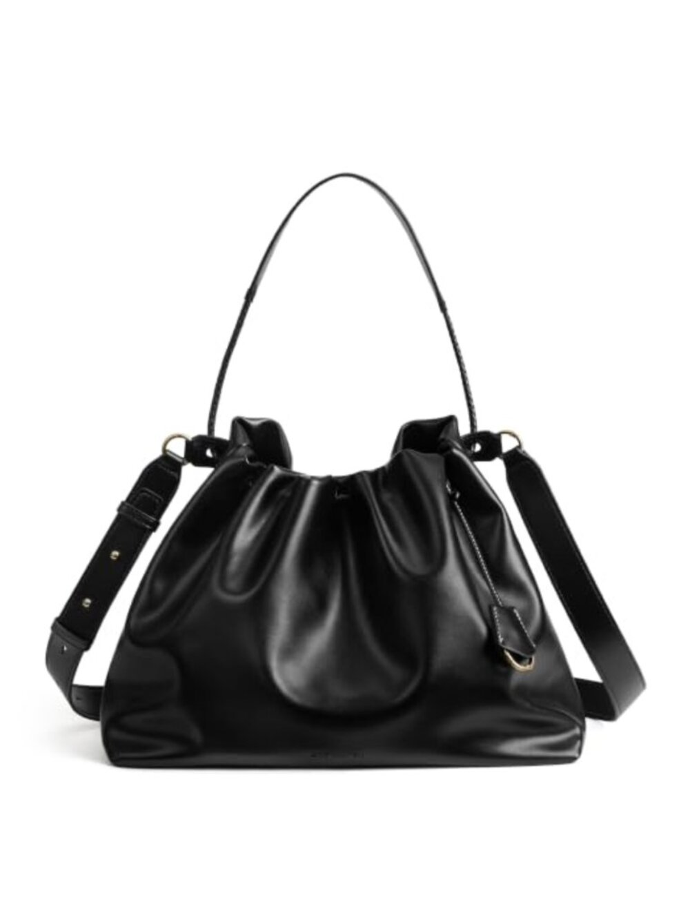 Slouchy Hobo Bag Drawstring Shoulder Crossbody Purse 2 Straps